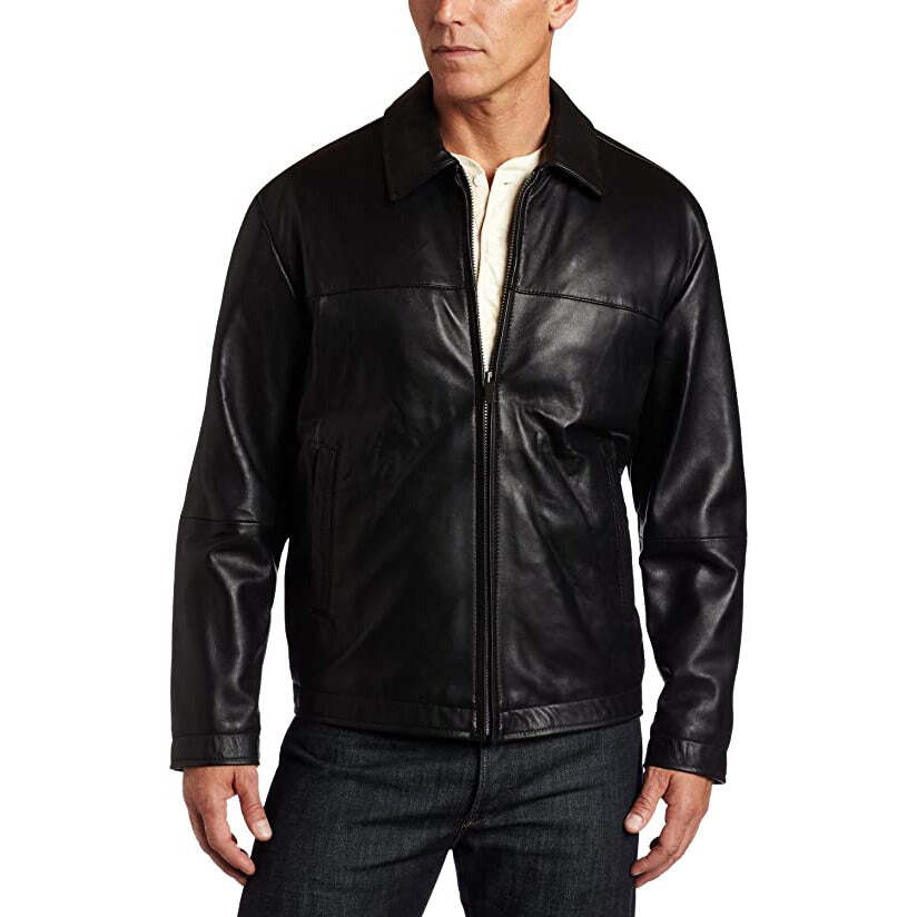 Perry Ellis Men's Zip Front Big N Tall Genuine Leather