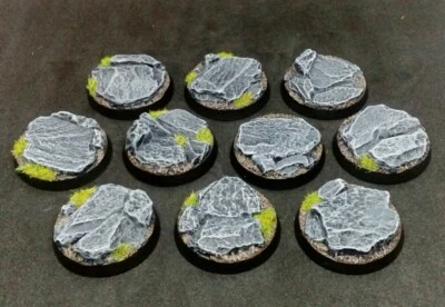 32mm resin bases x10 Rock Slate Stone for Warhammer 40k AoS (unpainted)