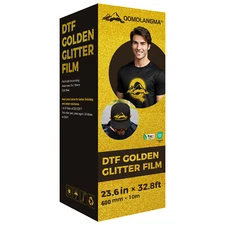 23.6in x 32.8ft DTF Golden Glitter Film Roll, Cold Peel DTF Transfer  FILM Roll