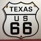 VINTAGE STATE OF TEXAS U.S. US ROUTE 66 HIGHWAY PORCELAIN SIGN