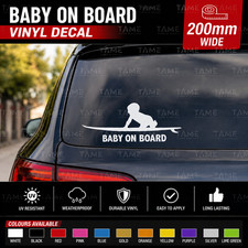 Baby On Board Sticker Decal Vinyl Car Window Surf Baby Sign Beach Shaka 200mm