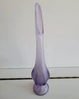 FENTON SATIN FROSTED LILAC LAVENDER FOOTED GLASS BUD VASE 12 INCHES