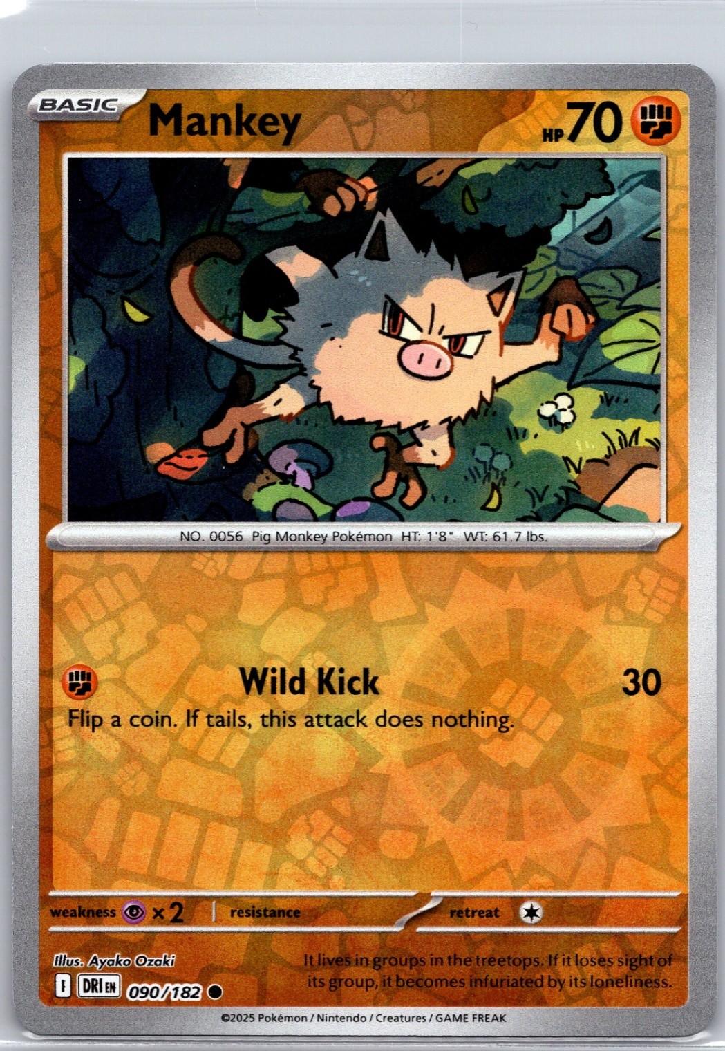 Mankey Reverse Holo Destined Rivals 090/182 NM