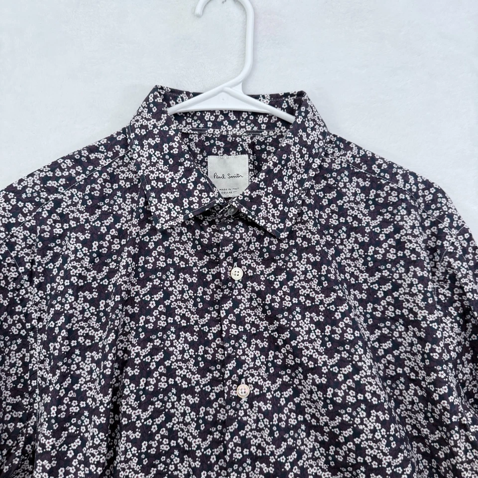Camisa Paul Smith Para Hombre XL 17 Negra Floral Empresarial Informal Abotonada Foto 2 de 4