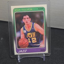 Fleer 1988-89 John Stockton Rookie Base Set #115 Utah Jazz NBA Basketball Card. rookie card picture