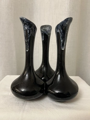 Van Briggle Pottery Drip Glaze Triple Vase Signed - See Pics & Read