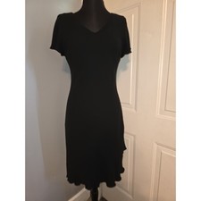 Vintage Dressbarn Little Black Dress Size 12 Capped Ruffled Sleeves & Hem