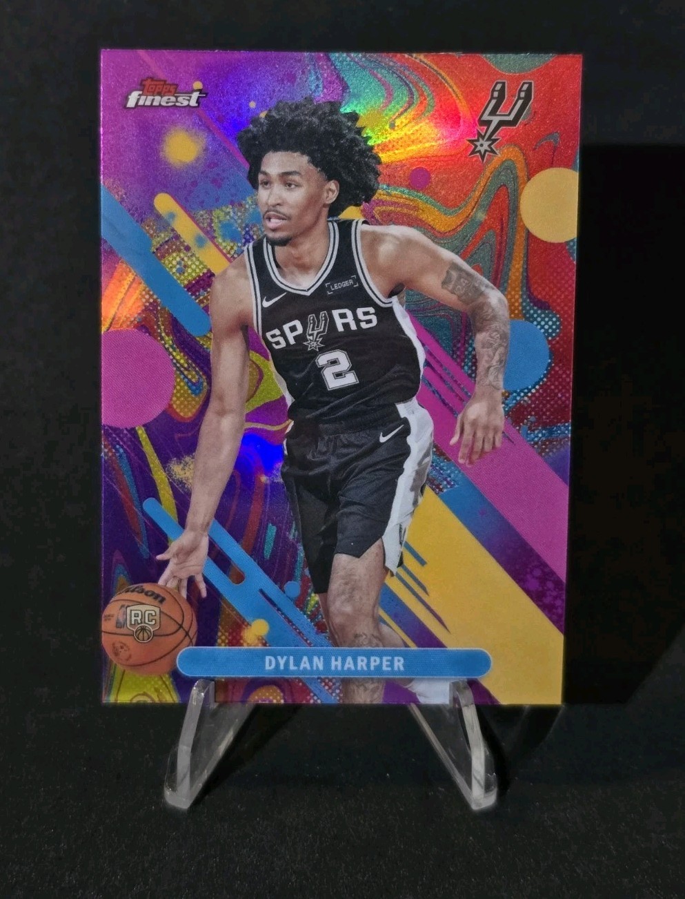 2025-26 Topps Finest DYLAN HARPER #2 RC Rookie Common Oil Spill Refractor SPURS