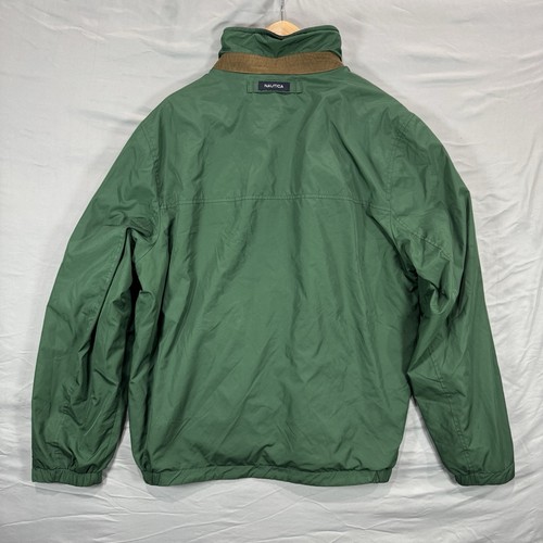 Nautica Jacket Mens Large Green Reversible Navy Blue Outdoors Zip Coat Winter - Picture 4 of 14
