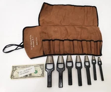 CS Osborne - K-14 7 Piece  Arch Punch Set Round -  Leather Rubber Vinyl w Pouch