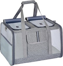 Cat Carrier for 2 Cats, Large Soft-Sided Pet Travel Carrier, Dual Compartments,