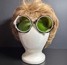 Vintage 1960s O. Friulana Italian Mod Sunglasses Green Glass Geometric Frame EX