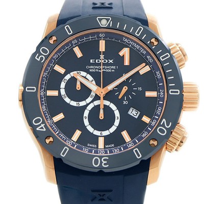EDOX Chronoffshore-1 Wristwatch Men Quartz Blue Dial Chronograph Date Box