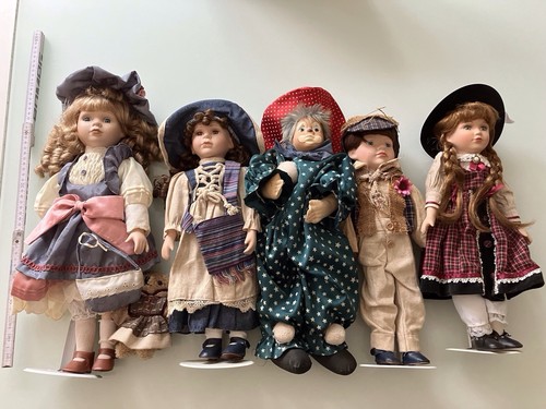 Konvolut Porzellanpuppen Clown Sammlerpuppen Dolls Collection Sammler ca 40 Cm