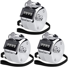 Metal Handheld Tally Counter, 4Digit Mechanical Clicker, 3Pack