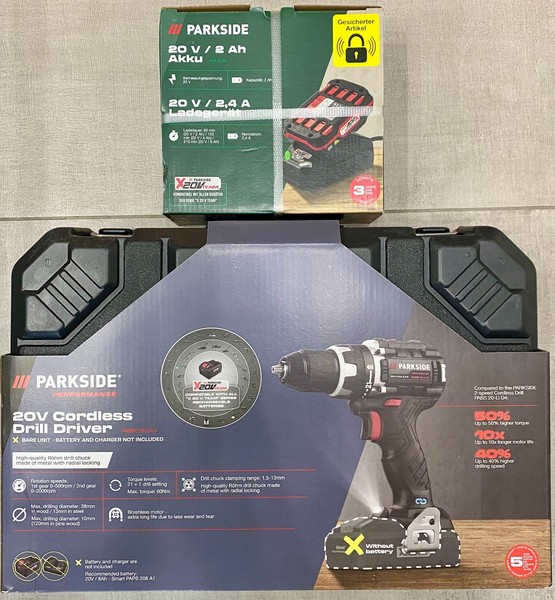 Parkside Performance 20V Akku-Bohrschrauber Pabsp 20-Li C4 + 2Ah Akku Neu Ovp-image
