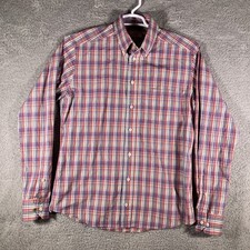 ETON of Sweden Madras Plaid Button Shirt Mens Large Pink Purple Preppy Business
