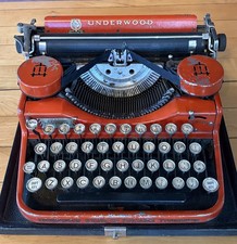 1930s Red Vintage Underwood Portable Typewrit...