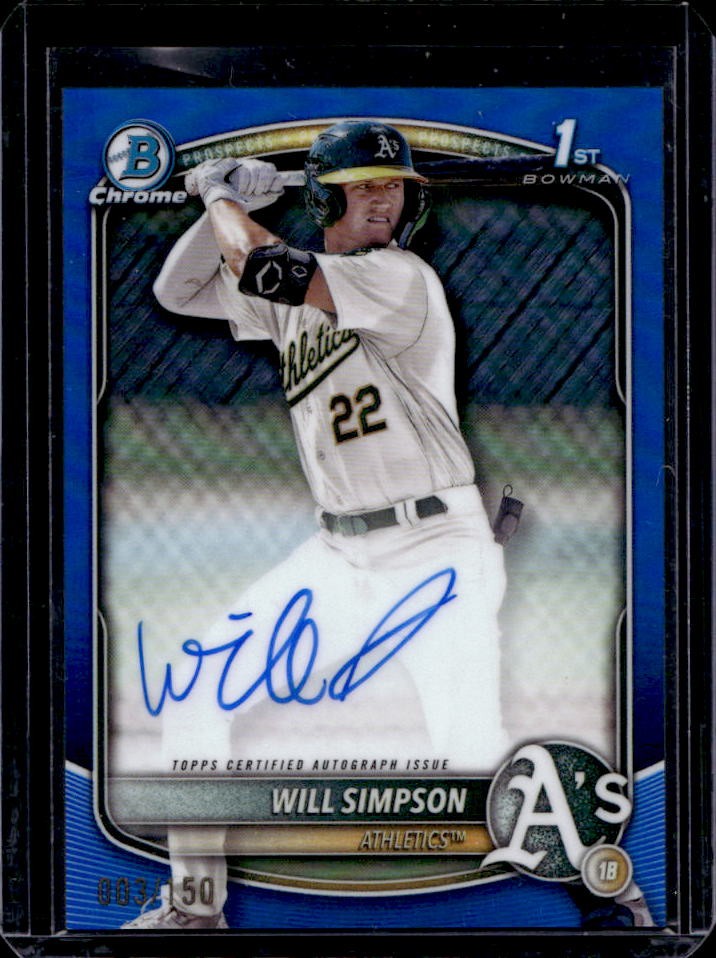 2025 Bowman Will Simpson Chrome Auto Blue Refractor 1st #3/150