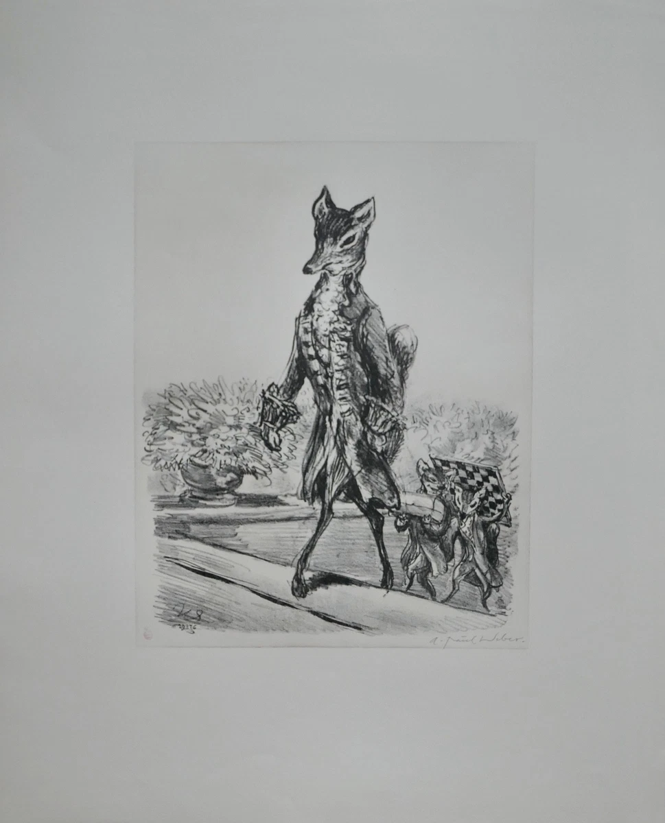 A. Paul Weber, Original Lithographie 1976, signiert, Der Schachgroßmeister