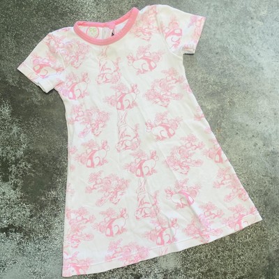 G04-Posh Pickle Company, 2Y, s/s cotton knit dress (White/Pink Vintage Bunnies)