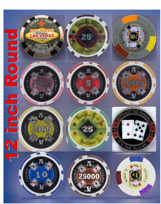 Retro- Casino Chip Signs- 12in Round- Your Choice- Blowout- Metal- NEW