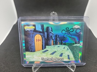 2025 SpongeBob Chrome Topps. Tentacle Acres /199 Aqua Refractor