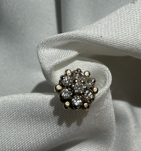 14K Gold and  Floral Cluster Collectible Hatpin Flower Design Diamond earring