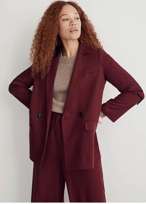MADEWELL J.Crew $178 Drapeweave Caldwell Cabernet Blazer Jacket Top Size Small