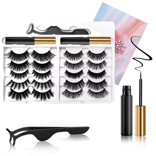 Kit Ciglia Magnetiche - 10 Paia Leggere 3D Aspetto Naturale Ciglia Magnetiche...