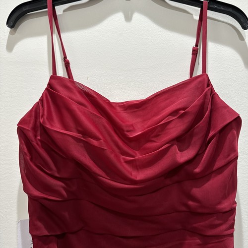 Azazie Teams Bridesmaid Dress Sz A10 Burgundy Sheer Lined Formal NWT - Picture 3 of 15
