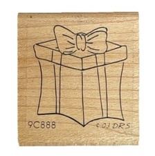 Wrapped Gift Box Present Holiday Special Occasion Sign Symbol Wood Rubber Stamp