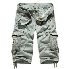 Mens Casual 3/4 Long Length Shorts Waist Cotton Cargo Combat Pants