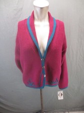 NWT PENDLETON Size M Womens Red 100 Virgin Wool Plunge Button Up Cardigan 791