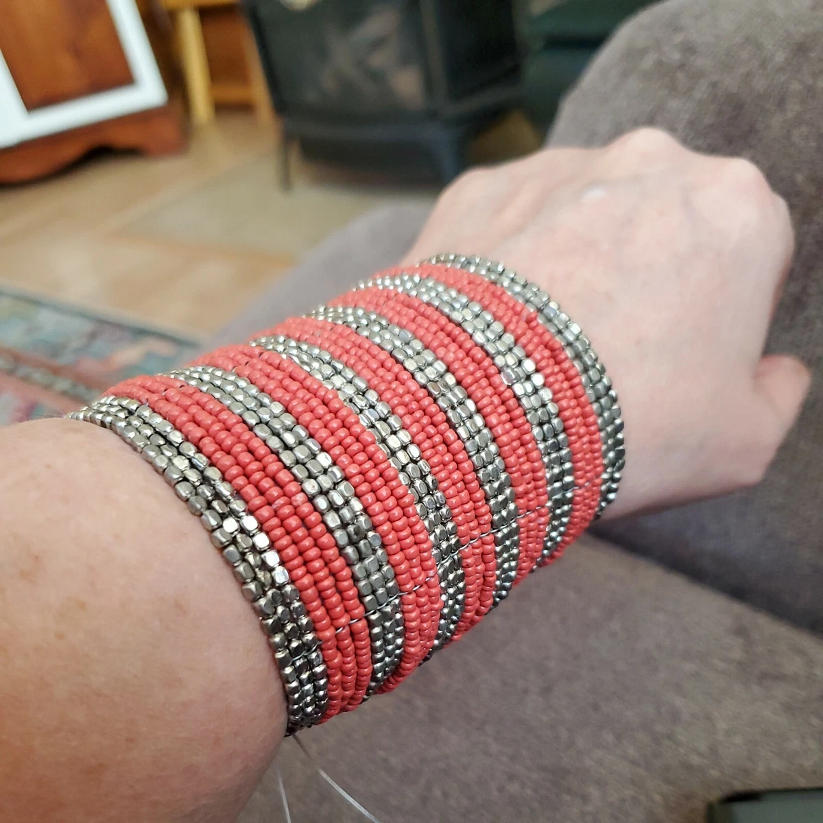 Beaded cuff hotsell bracelet