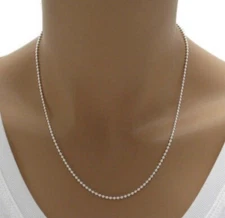 925 Sterling Silver Round Bead Ball Chain Necklace All Ages Italian Made