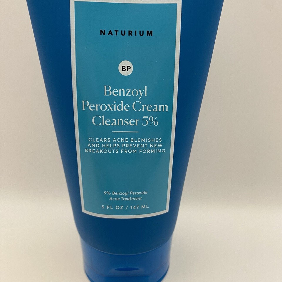 Naturium Benzoyl Peroxide Cream Cleanser 5 for Acne Blemishes 5 oz NEW