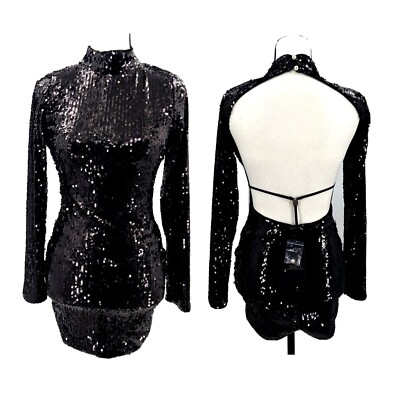 knee length dresses for ladies Dressself Sequin Long Sleeve Backless Beach Wedding Dress main image 1