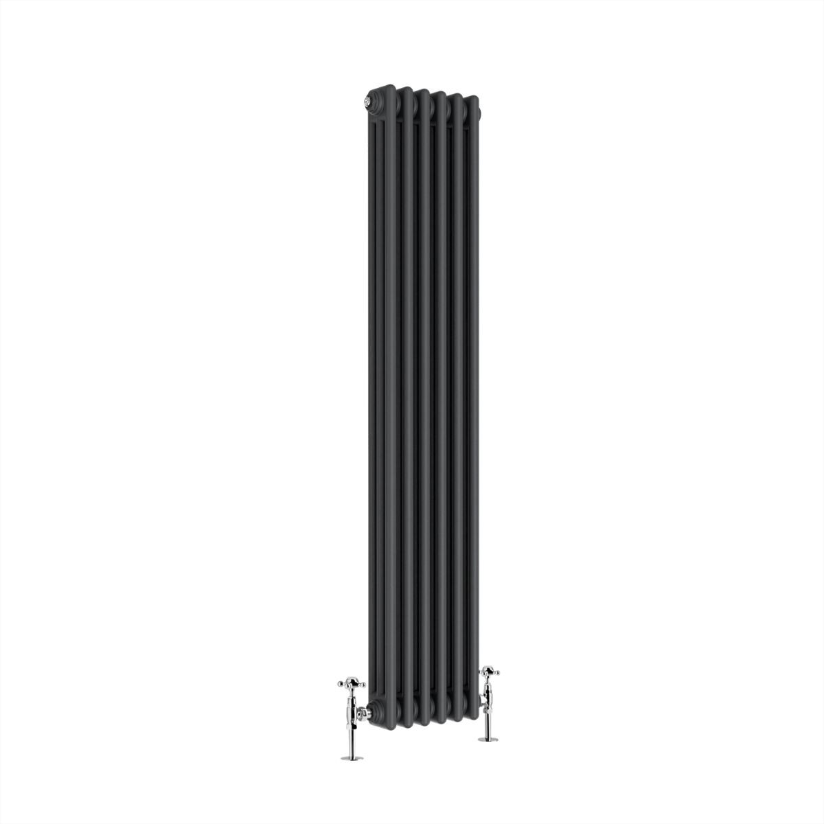 Traditional Cast Iron Style Anthracite Triple Vertical Radiator 1500 x 290mm