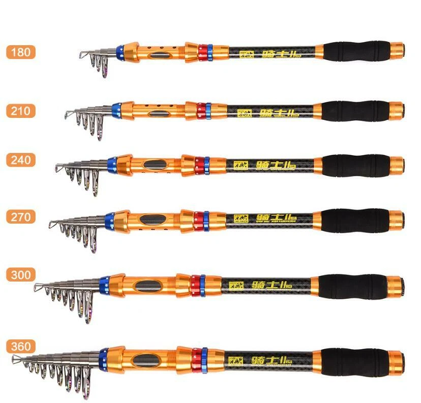 Caña de pescar de fibra de carbono 1,8 M 2,1 M 2,4 M 2,7 M 3,0 M 3,6 M cañas de pescar telescópicas Foto 4 de 4