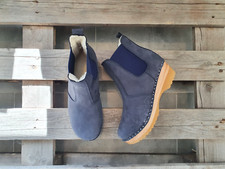 Swedish Clogs Boots Troentorp Rockwell Shearl Navy Nubuck Size US Womens8 /EU 38