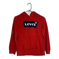 Levi Strauss Co Youth Unisex Red Hooded Logo Sweatshirt Hoodie Rug Logo large