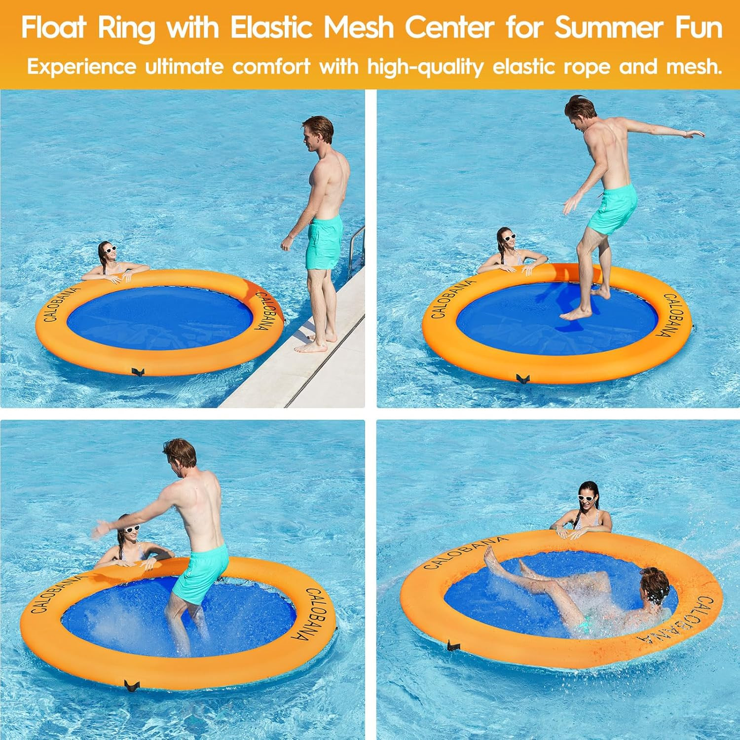 Round Floating Ring Inflatable Water Hammock Heavy Duty River Floats Lake Raft f