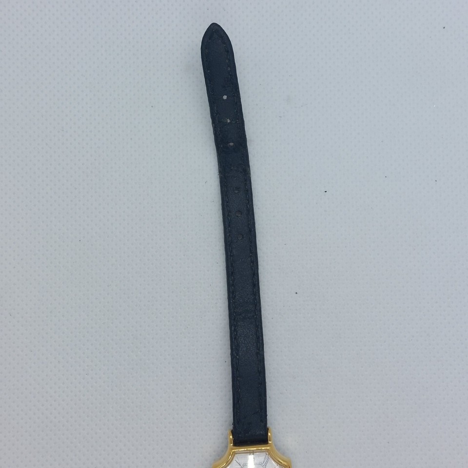 Sekonda Ladies Dress Watch Gold Tone Octagonal Case Black Leather Strap