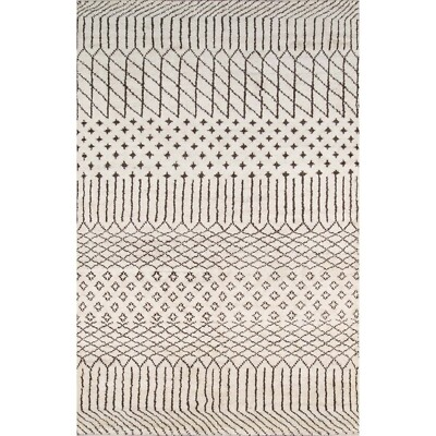 #ad NEW Hand Knotted 5x8 Modern Tribal Ivory Espresso Wool Rug Momeni $1299 India $199.99