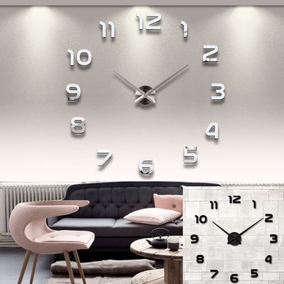 3D Design Wand Uhr Wohnzimmer Wanduhr Spiegel Metall ...