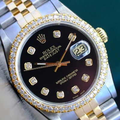 mens rolex datejust diamond bezel