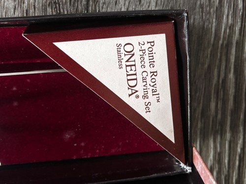 VINTAGE Oneida Pointe Royal 2 piece carving set in box Stainless Korea - Picture 7 of 8