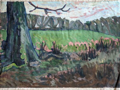 Original postimpressionistisches ungerahmtes Ölgemälde auf Leinwand Landschaft unsigniert