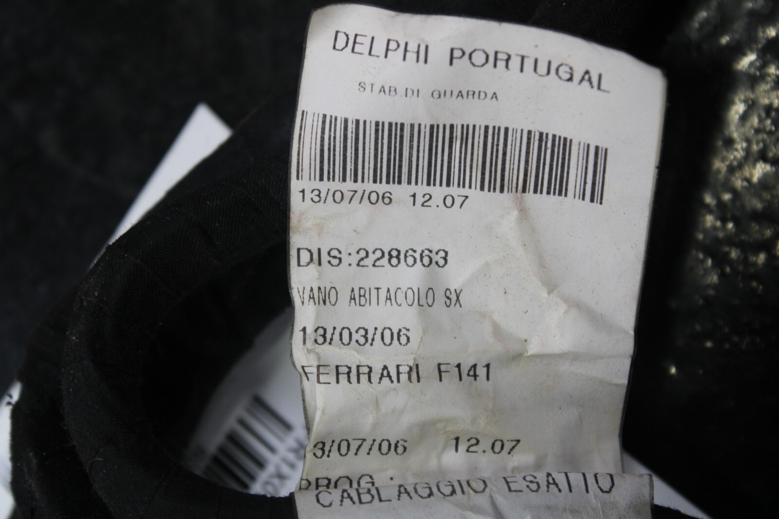Ferrari 599 GTB, Main Body Wiring Harness, Used, P/N 228663